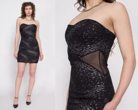 90s Mesh Cut Out Waist Bodycon Dress - Small
