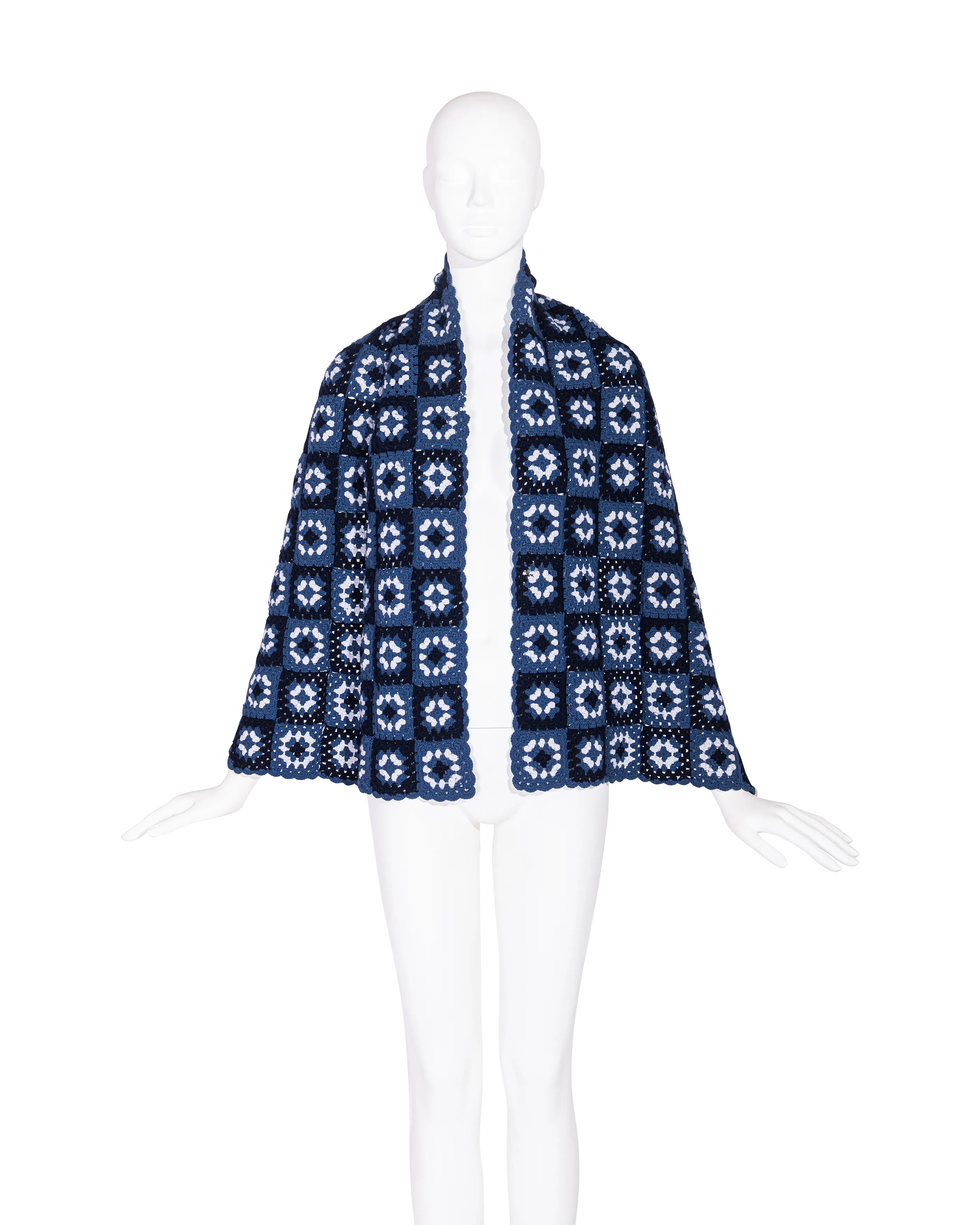 A/W 1999 Blue Crochet Turtleneck Sweater, Scarf and Purse Set