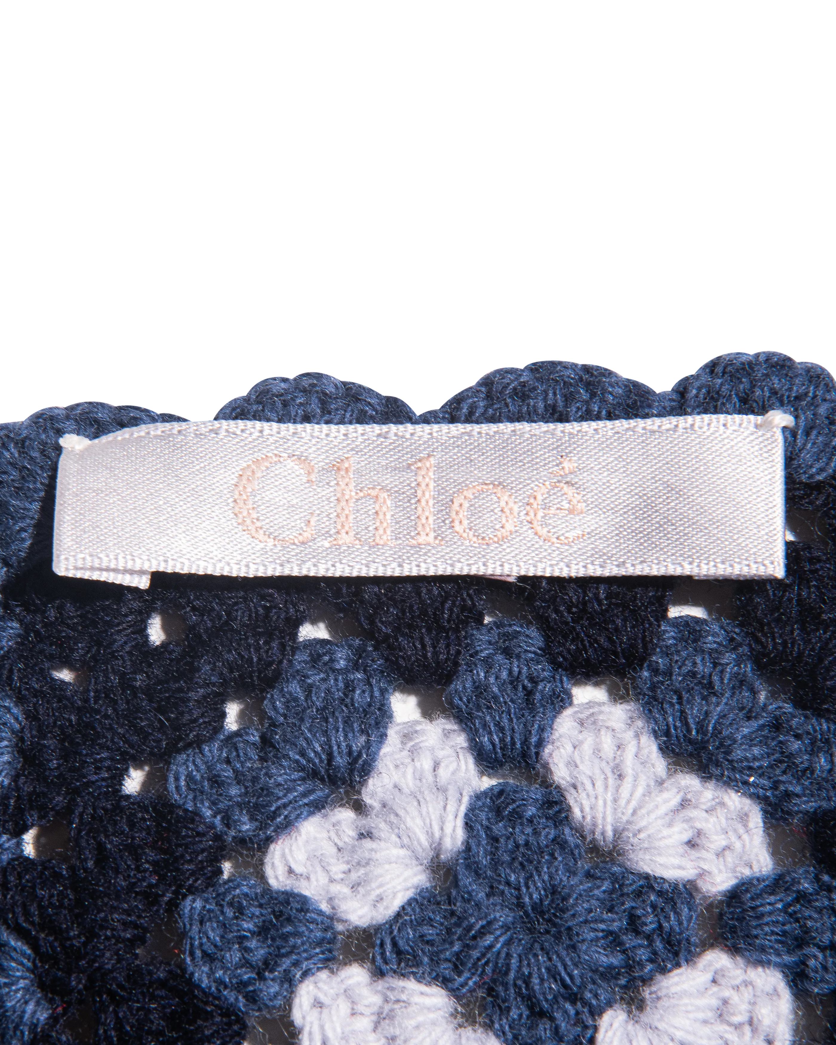 A/W 1999 Blue Crochet Turtleneck Sweater, Scarf and Purse Set