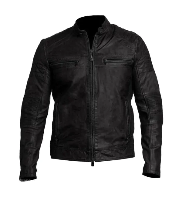 Black Cafe Racer Leather Jacket Unisex Fashion Jacket
