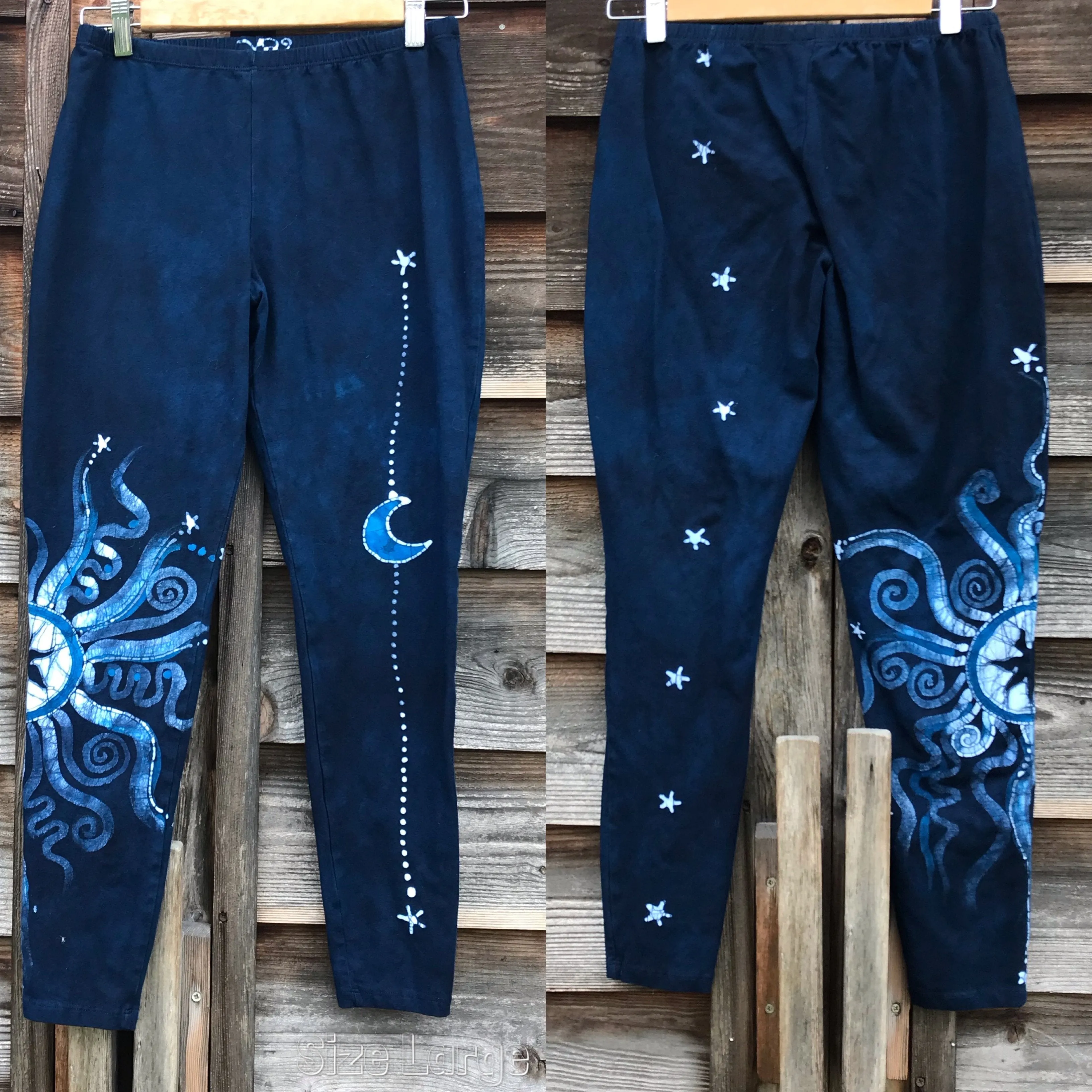 Blue Moon and Stars Batik Leggings