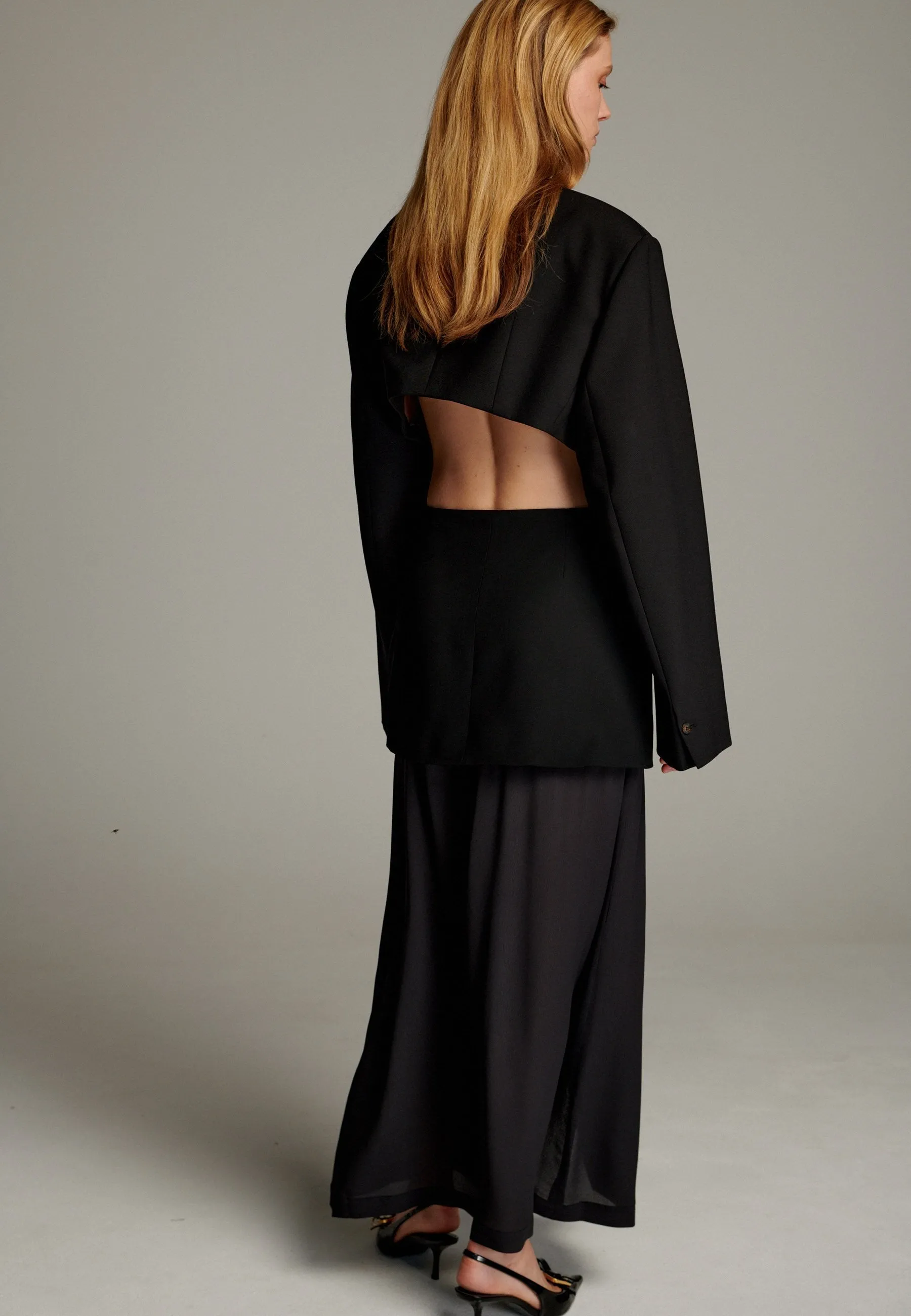 Cut Deconstructed Blazer Skirt Black