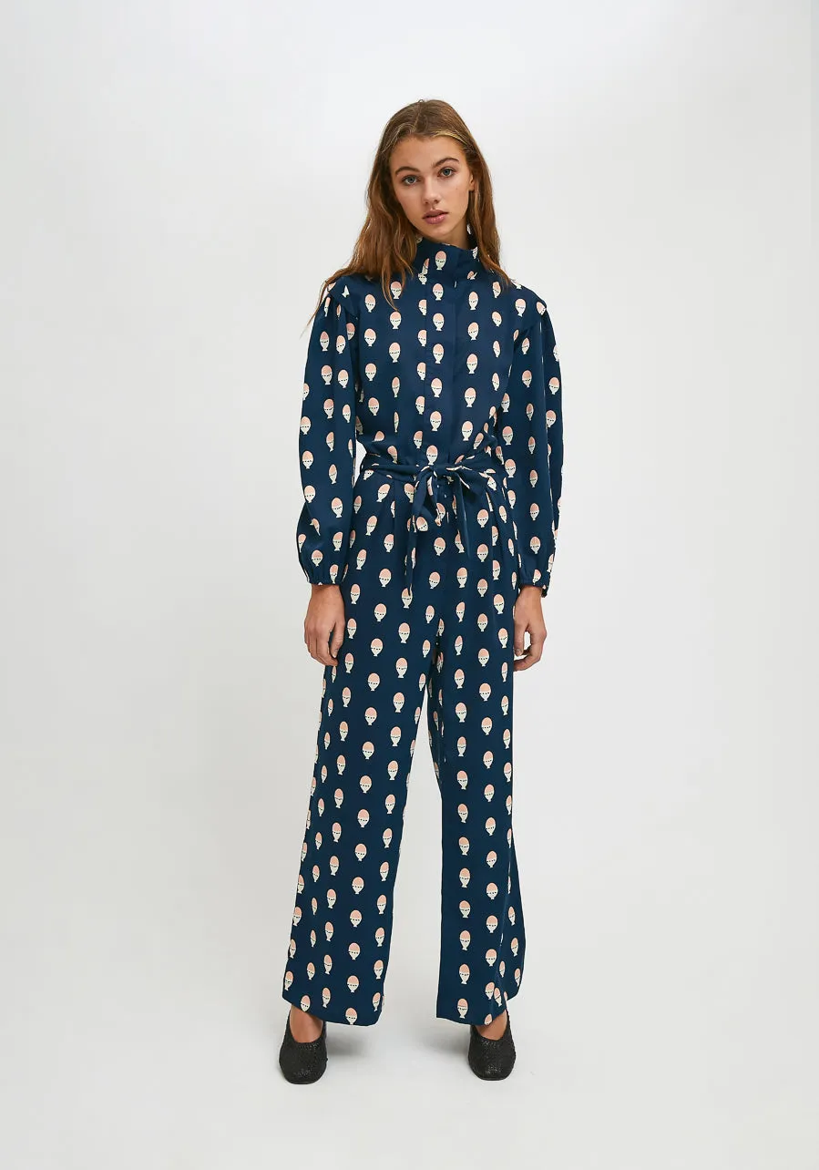 Hard-boiled egg print Long turtleneck jumpsuit by Compania Fantastica FA21SHE37