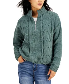 Juniors' Chenille Cable-Knit Sweater