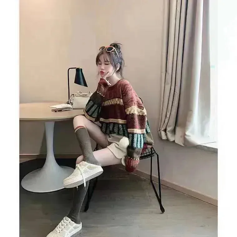 New Trendy Winter Woolen Knitted Jacquard Pullover sweater for women