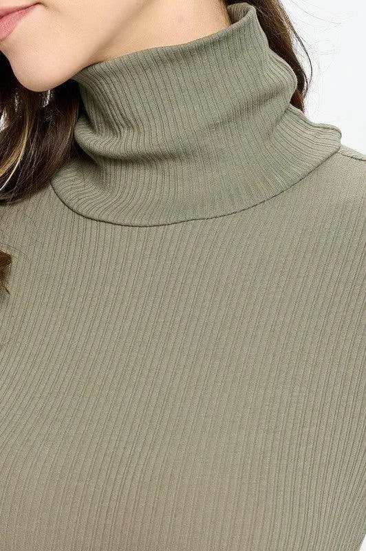 ribbed long sleeve turtleneck bodysuit