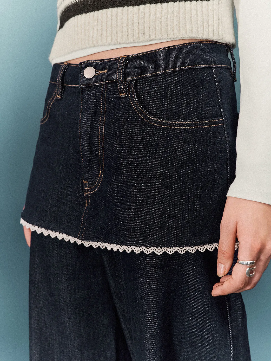 Skirt Layered Jeans