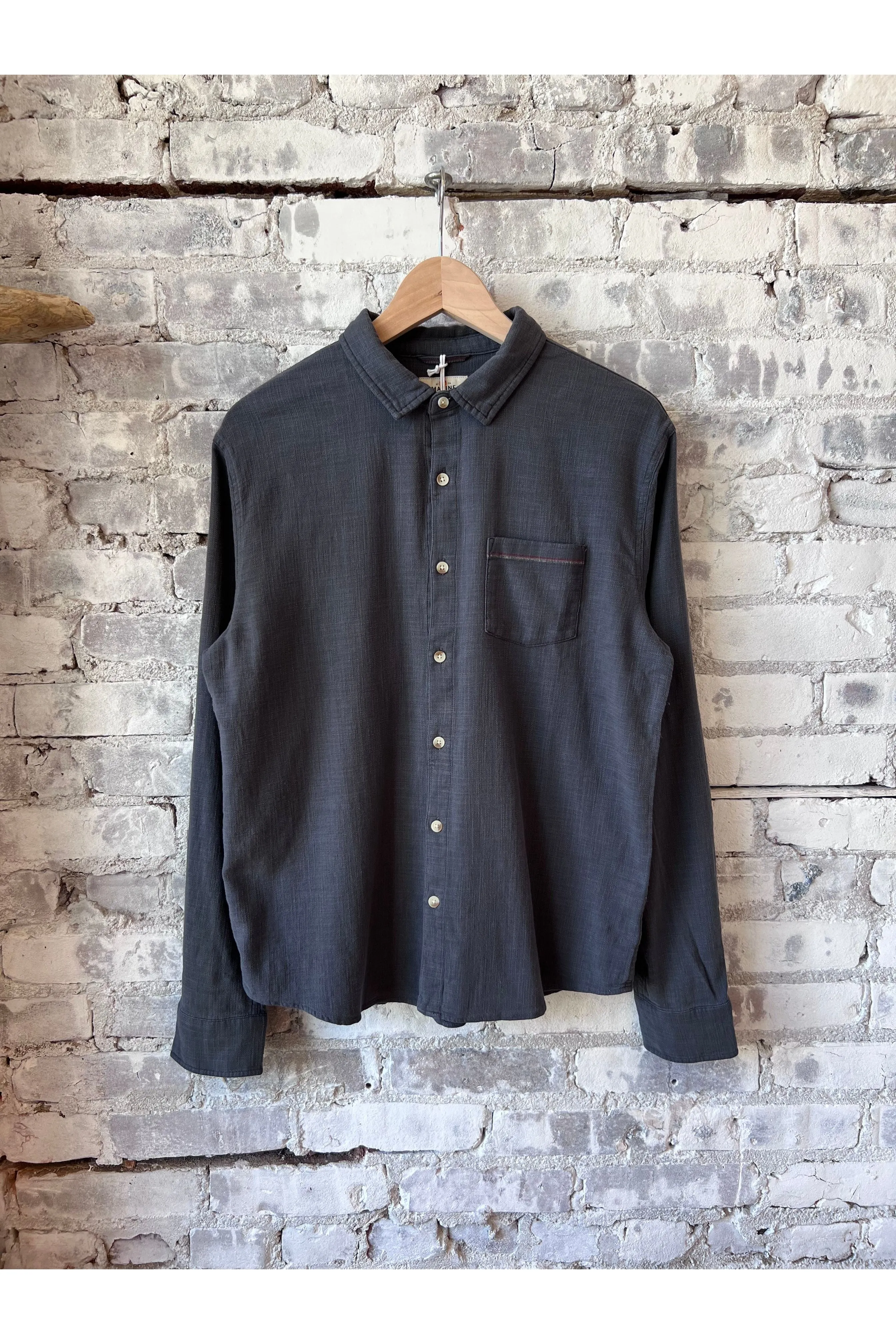 Stretch Selvage Long Sleeve Shirt - India Ink